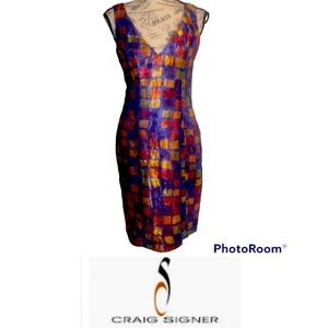 Craig Signer Sheath Dress Size 4 Geometric Print
